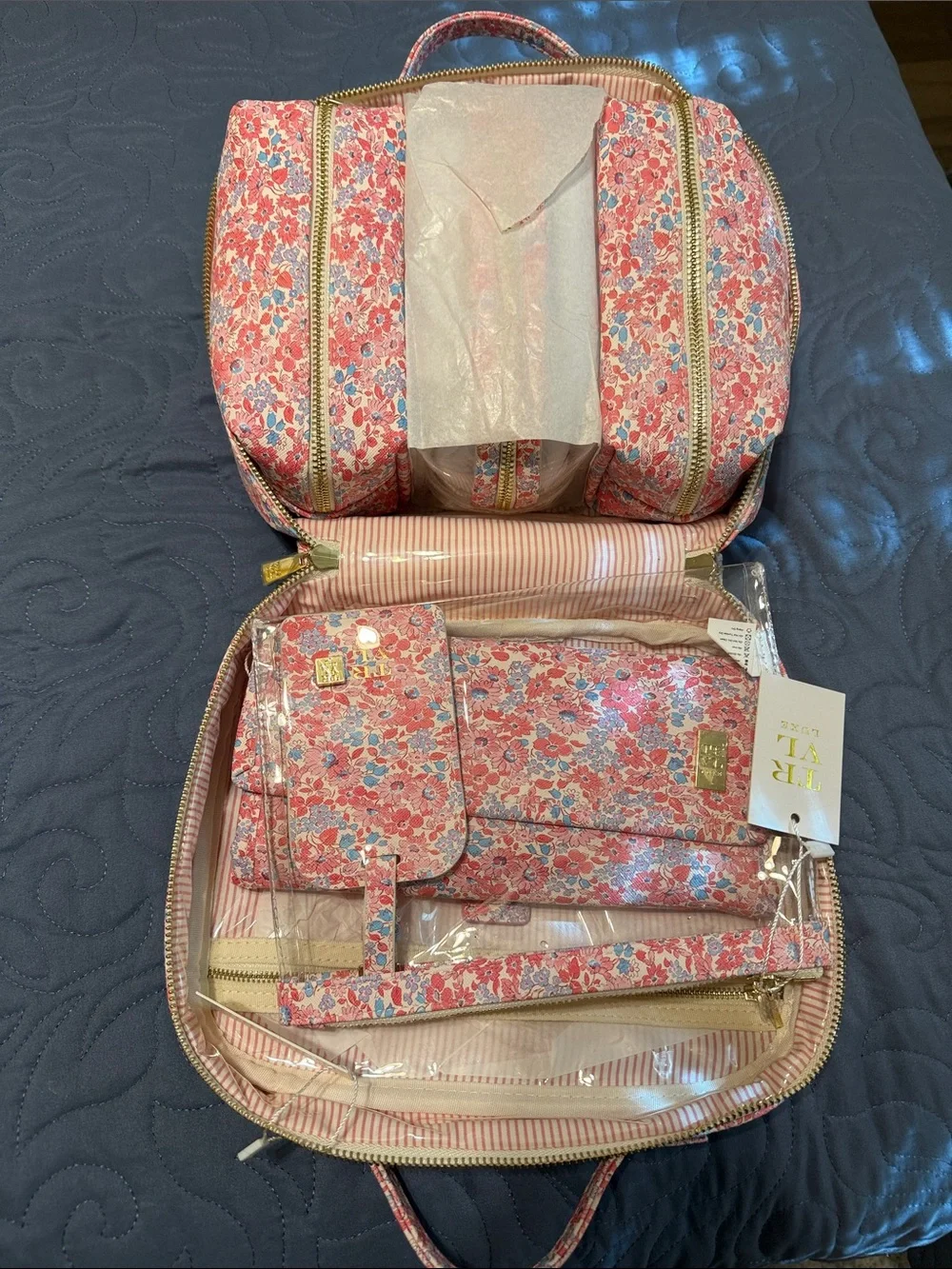 Floral Pink Travel Cosmetic Bag